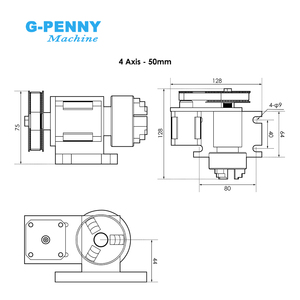 G-Penny 4th <strong>Axis</strong> Kit <strong>With</strong> Tailstock <strong>Rotate</strong> <strong>Axis</strong> <strong>With</strong> Nema17 Stepper Motor 50/65mm <strong>CNC</strong> Dividing Head <strong>Rotation</strong> 4:1 for Mini <strong>Router</strong> - Product Image 2