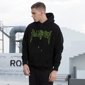 Yeşil gökkuşağı grafik baskı ile erkek siyah Hoodie çin ejderha tasarım Streetwear üretici kazak Hip Hop moda giyim - Product Image 2