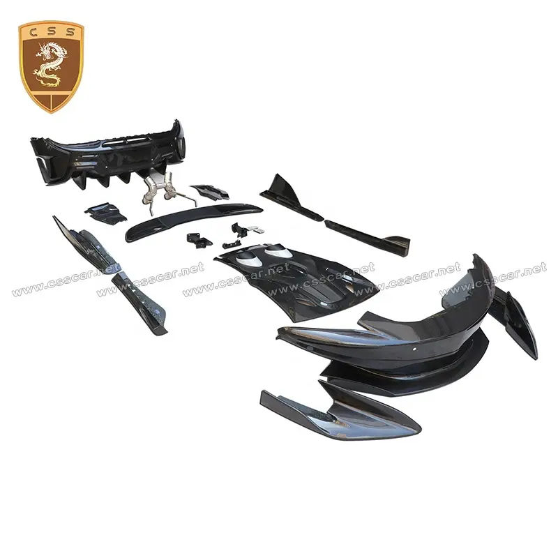 Actualización a 600LT de fibra de carbono completo coche parachoques trasero puntas de escape de lado faldas Kits de cuerpo para Mclaren 540C 570 570GT