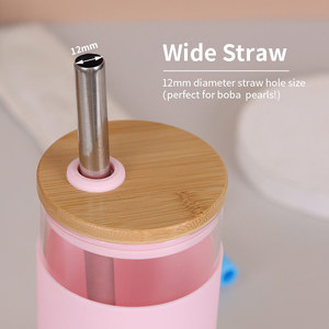 Emode แก้วบอโรซิลิเกต,แก้วปั่นใช้ซ้ำได้ถ้วยน้ำผลไม้ถ้วยชาพร้อมหลอด - Product Image 4