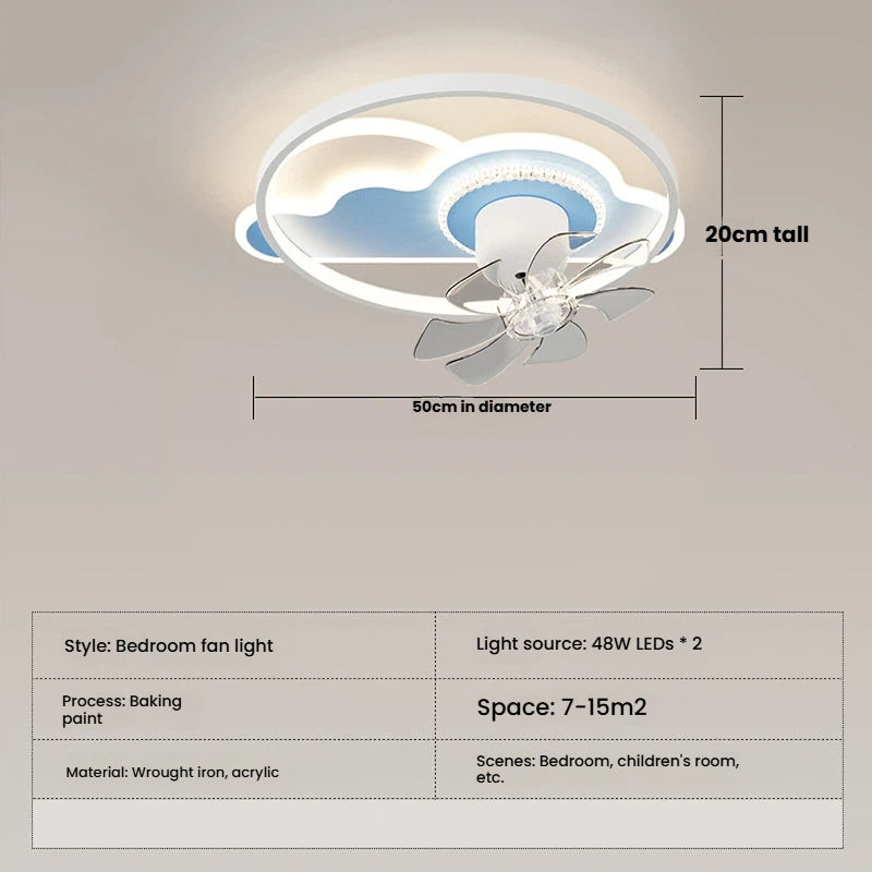 Lámpara de dormitorio azul redonda 50cm