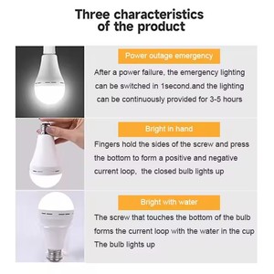 หลอดไฟ LED ฉุกเฉิน9วัตต์ E26 B22ฐาน E27ที่ใช้พลังงานแสงอาทิตย์แบบเรียกคืนได้แหล่งกำเนิดแสง SMD สำหรับโกดังรุ่นที่ได้รับการรับรองจาก ROHS EMC A60 - Product Image 5
