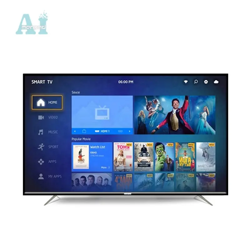 Tela grande ultrafina UHD TV de 98 polegadas 4K de marca chinesa, feita de fábrica, rede inteligente LCD de tela larga, com luz de fundo LED, interface USB com WiFi