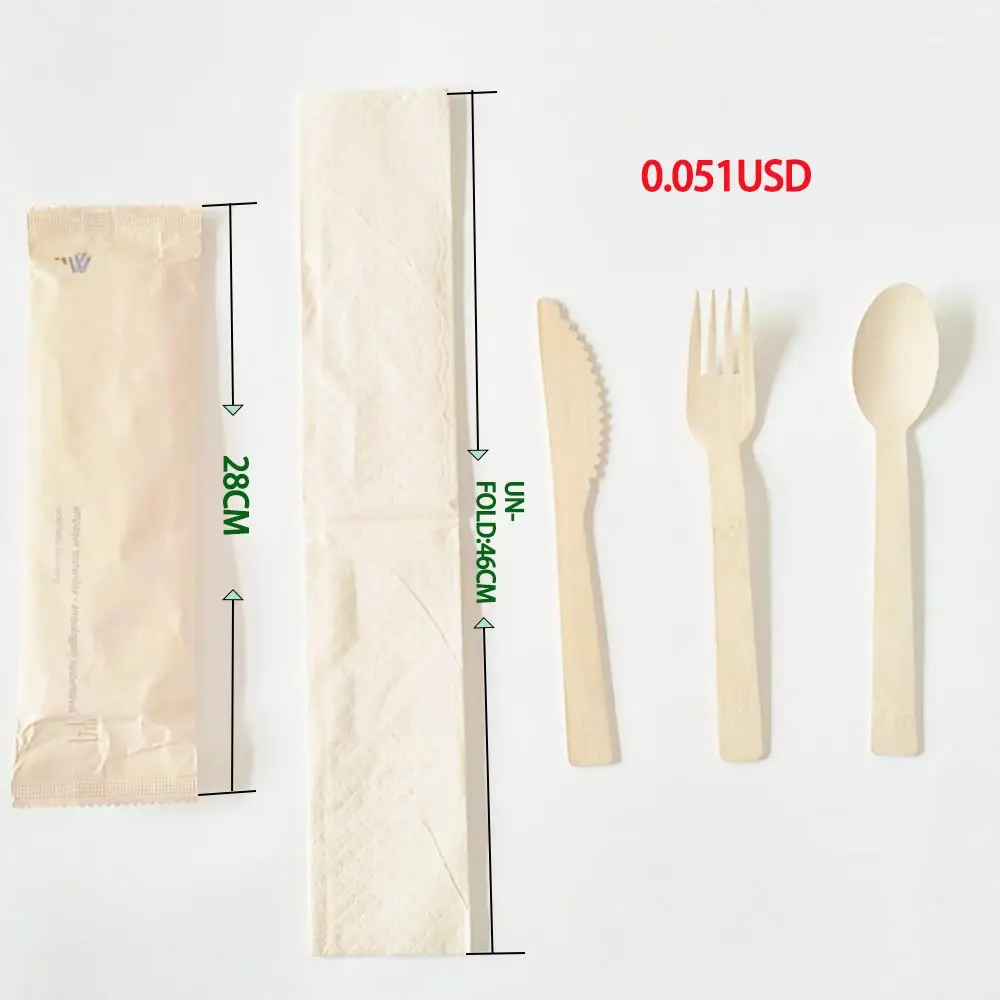 Vente en gros LOGO personnalisé 100% biodégradable jetable bambou cuillère couteau ensemble fourchette couverts