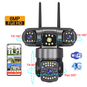 กล้อง PTZ Wi-Fi 6MP V380ตรวจจับการเคลื่อนไหวกลางแจ้งกันน้ำ IP66เครือข่าย4G SIM LTE กล้อง IP ไร้สาย3 PTZ