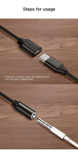 2 in 1 tip-c C tipi C 3.5mm kulaklık Aux Jack ses adaptörü USB C Splitter şarj kablosu - Product Image 5