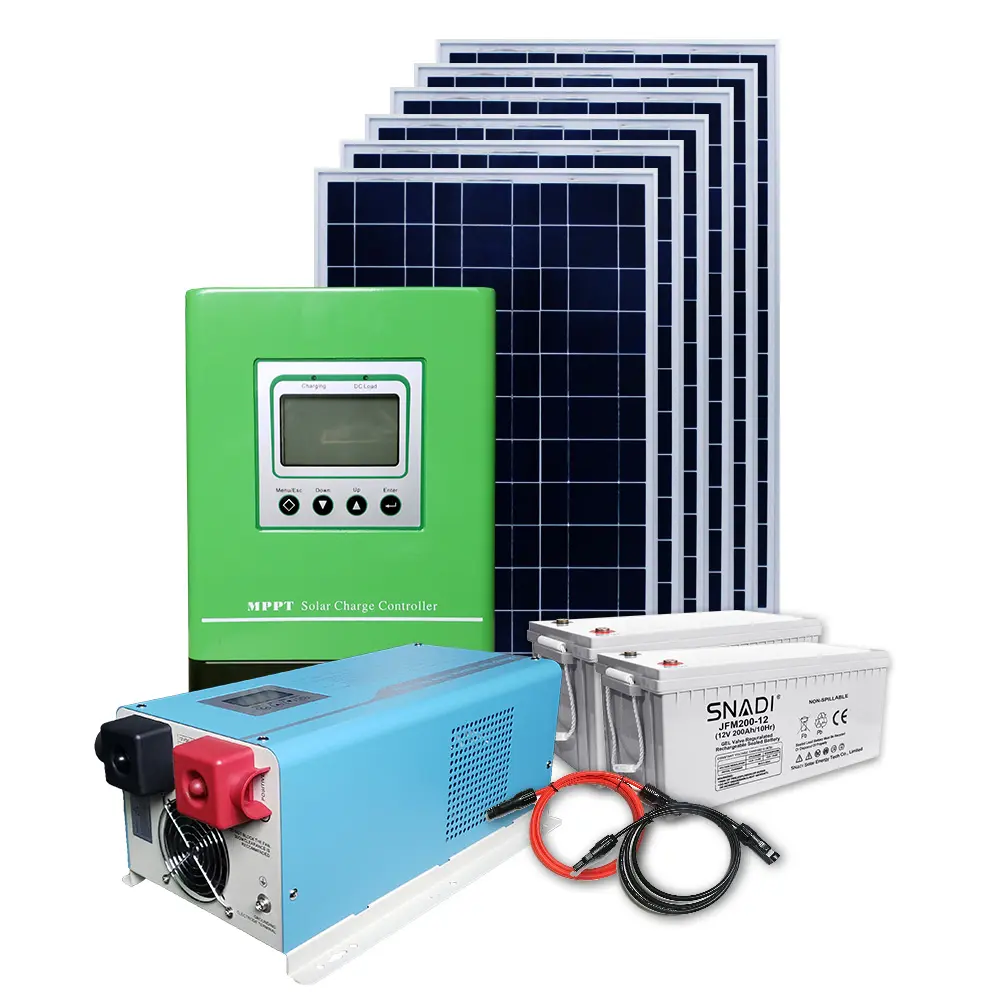 SNADI 3KW Off Grid Home Sistema de energía solar con todos los accesorios MPPT Controlador de carga solar Manual de instalación del sistema solar