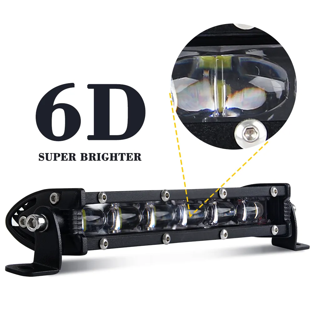 سوبر ضئيلة مصغرة مصباح ليد بار 6D صف واحد 8 بوصة سيارة عمود إضاءة Led ضوء العمل