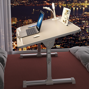 Adjustable Manual Desk Foldable Metal PC Laptop <strong>Computer</strong> <strong>Table</strong> <strong>with</strong> Drawer Bookshelf and USB Port Portable Storage Feature - Product Image 2