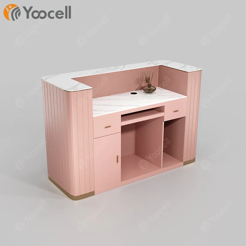 Yoocell 2022 yeni salon mobilya isteğe bağlı renk diş mermer resepsiyon bankosu ön büro bekleme alanı için