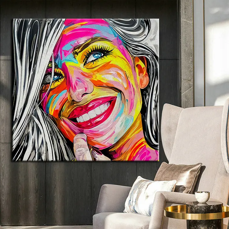 8 pcs Modern Pop Cool Fashion Lächeln Mädchen Porträt Wand kunst Bilder und Poster Druck auf Öl Leinwand Gemälde für Wohnkultur
