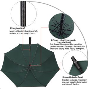 定制标志印花高尔夫雨伞，带双顶篷高品质防风自动开启2层紫外线印花广告 - Product Image 2