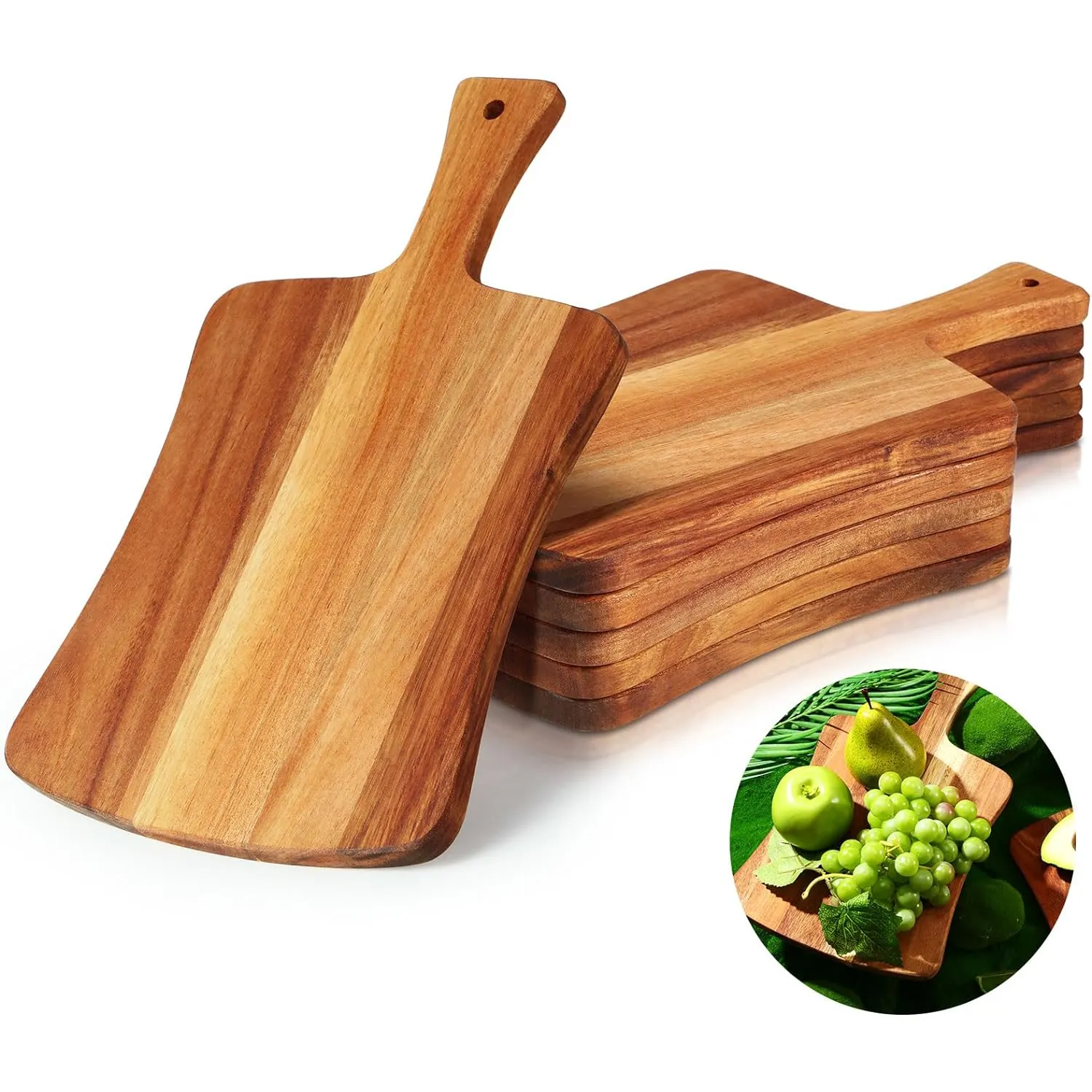 Thick Acacia Wood Cutting Board with Handle Wooden Charcuterie Board Carving Board