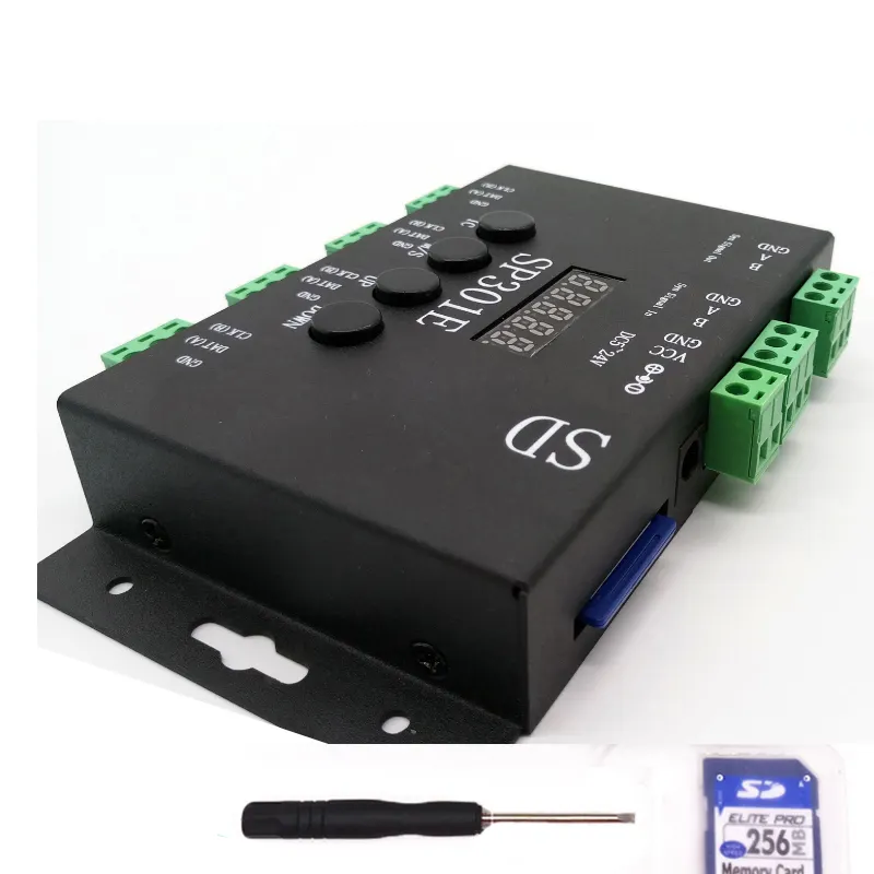 Controlador led direccionable SP301E, tira de píxeles, tarjeta SD, programación, WS2812B, SK6812, APA102, rgb, controlador de 4 vías