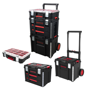 Vertak 3in1スタック可能な空のツールボックス耐久性のある多層防水トロリーモバイルツールボックスローリングストレージオーガナイザーホイール付き