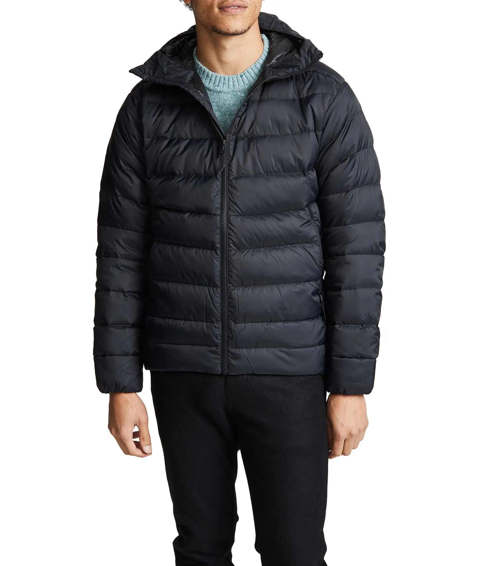 Giacca invernale da uomo di nuova moda all'ingrosso giacca nera da uomo personalizzata con piumino di piume per uomo
