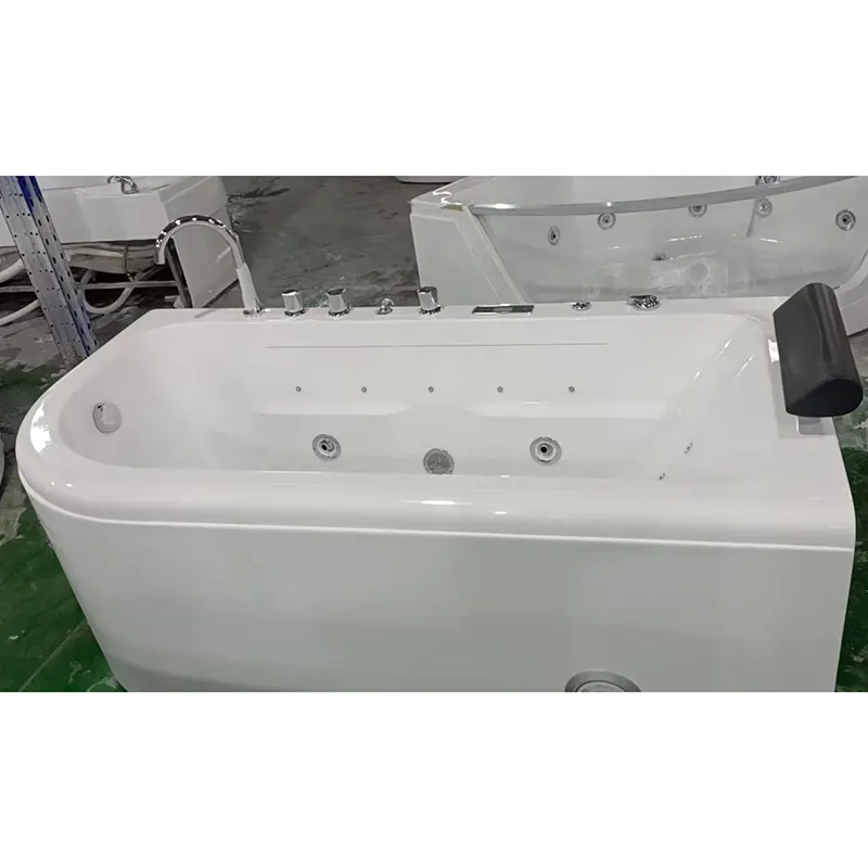 Salle de bain carrée spa cascade avec led, baignoire de massage à billes avec panneau de commande