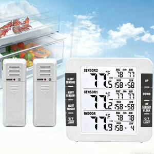 Беспроводной цифровой термометр для холодильника с двумя датчиками, ЖК-дисплеем и звуковой сигнализацией, 2 датчика для внутреннего/наружного домашнего мониторинга - Product Image 2