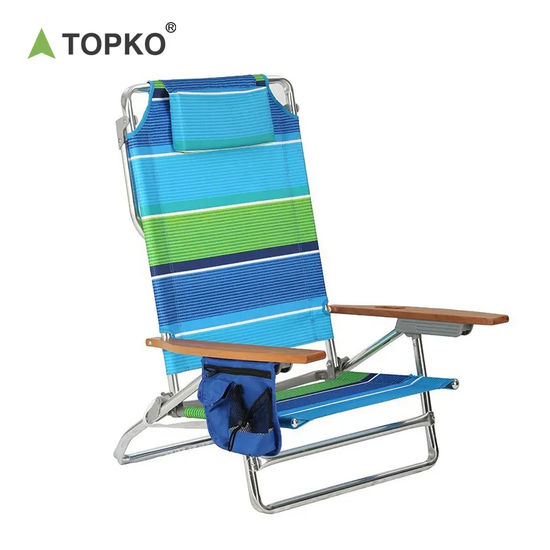 TOPKO, nuevo diseño, portátil, ligero, plegable, de aluminio, silla de playa, silla de playa para exteriores