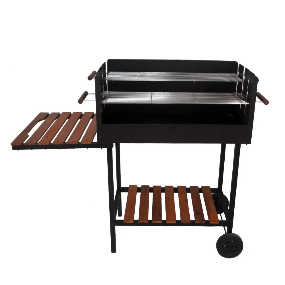 Carro de barbacoa de carbón SEJR Parrilla de barbacoa de alta calidad con protección contra el viento y parrillas de barbacoa de mesa plana de 2 ruedas