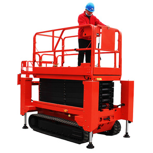 A esteira hidráulica automotora Scissor o elevador 113kg rastreado Scissor o projeto da esteira rolante do aço 12m para o trabalho de construção
