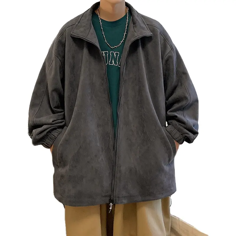 Personalizzazione giacche invernali da uomo calde con Zip intera giacche da uomo in pelle scamosciata Vintage con bottoni cappotti