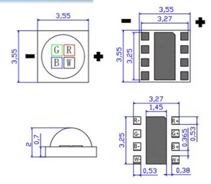 ชิป RGBW SMD 3535 RGBW เทคโนโลยีการเคลือบสารเรืองแสงพลังงานสูง4 in 1 - Product Image 5
