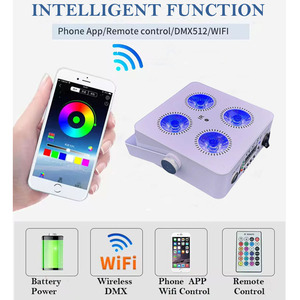 10 adet/vaka yüksek kalite Mini 4X18w Rgbwauv Stage upstage güç 4*18W App Wifi pil kablosuz sahne için <span class=keywords><strong>Led</strong></span> Par ışık - Product Image 4