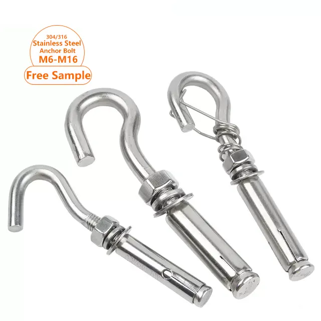 M6 Open Expansion Hook 304 Stainless Steel Anchor Bolt Hooks Expansion Anchor Bolt Open Cup Hooks Sleeve Anchor