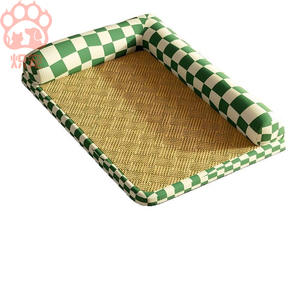 小さな夏の環境に優しい猫/犬用ベッド取り外し可能洗えるL字型枕多層複合ソリッドパターンキャンバスネスト犬 - Product Image 1