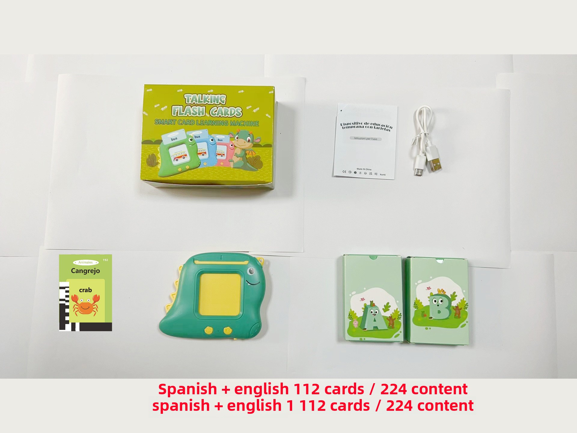 Petit Dinosaure112 Cartes 224 Contenu+Espagnol+Anglais