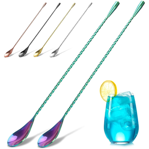 Biểu Tượng Tùy Chỉnh Thép Không Gỉ Thanh Muỗng Lùn Khuấy Sticks Cocktail Cho Barware Hỗn Hợp Đồ Uống Cocktail Rượu Cuchara De Thanh - Product Image 1