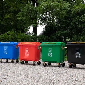 轮式垃圾桶660升户外垃圾桶，带开放式顶部矩形废物容器大垃圾 - Product Image 1