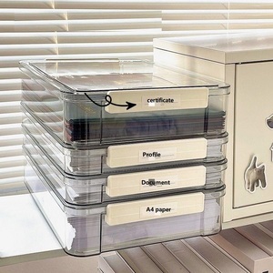 可堆叠透明塑料存储容器带锁盖的文件存储盒 - Product Image 4
