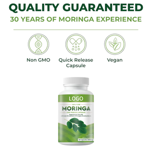 Hot-selling OEM/ODM Natural Organic Moringa Cápsulas Suplementos Herbais 60 Cápsulas Por Garrafa - Product Image 2
