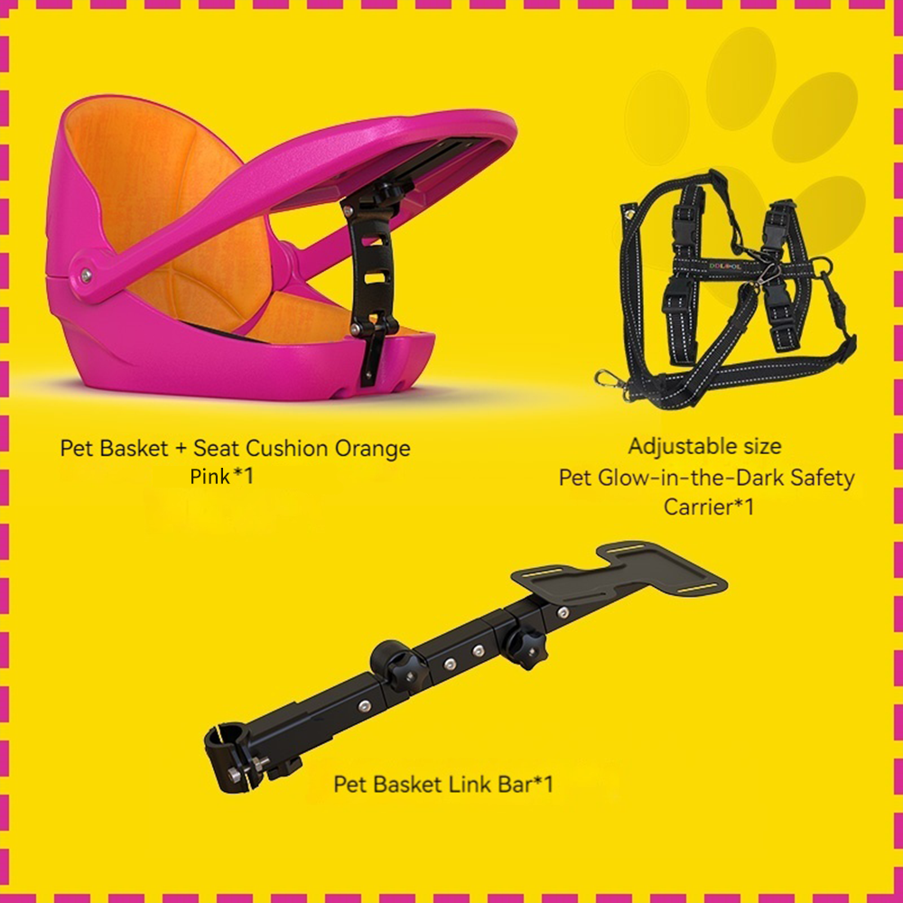 pink pet basket+ orange seat cushion