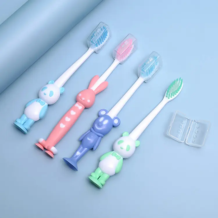 Meilleures ventes, ensemble de brosses à dents jetables en plastique pour enfants avec poils super doux