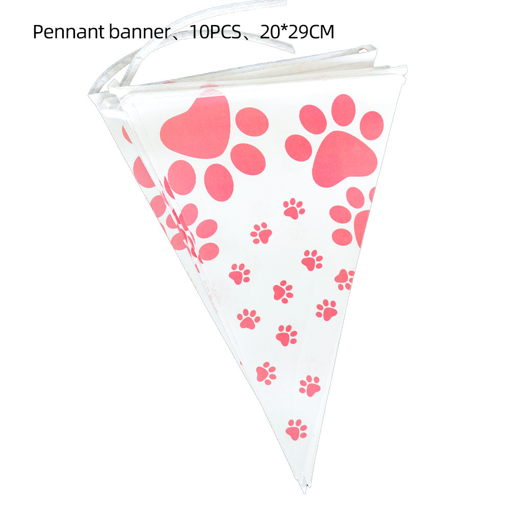 SKU-03-triangle flag 10PCS-Pink Dog Claw