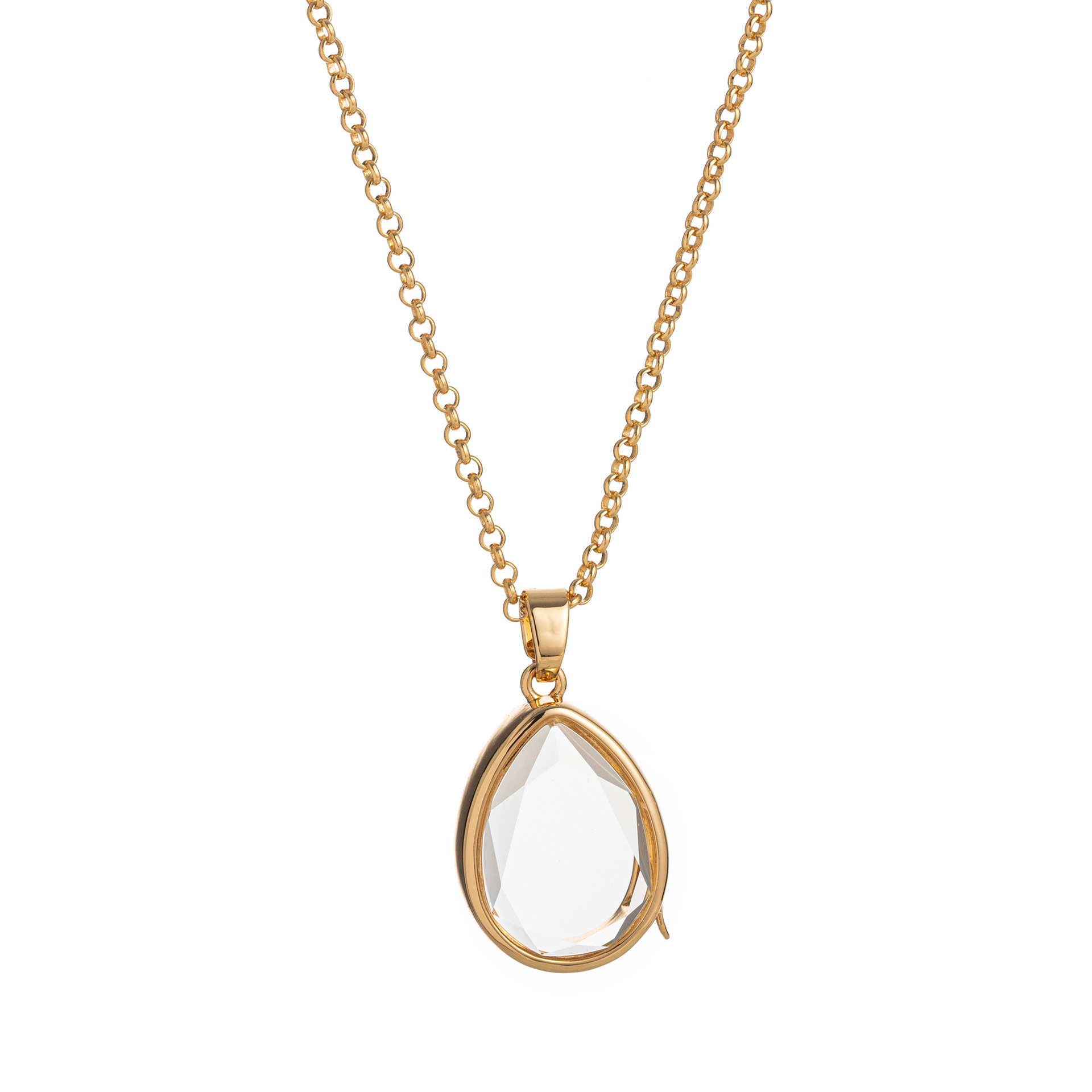 Collier boîte à phase transparente goutte d'eau