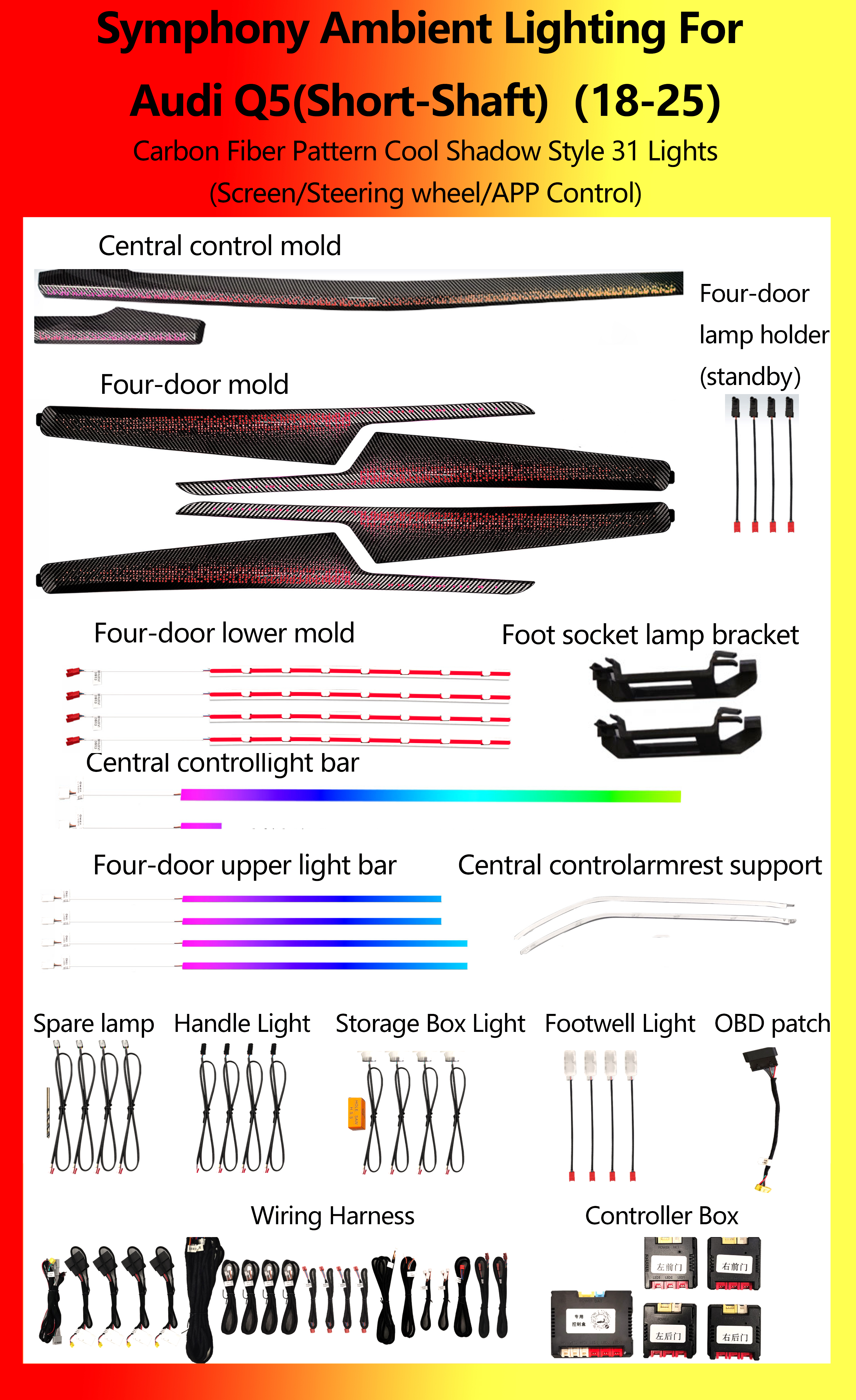 Audi Q5(Short-Shaft)Carbon Fiber Pattern Cool Shadow 31 Lights