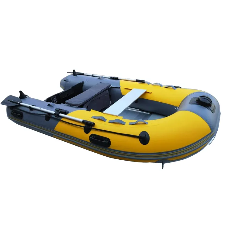Barco de pesca inflável para 4 pessoas, barco de pvc dinghy 9 pés amarelo de barco