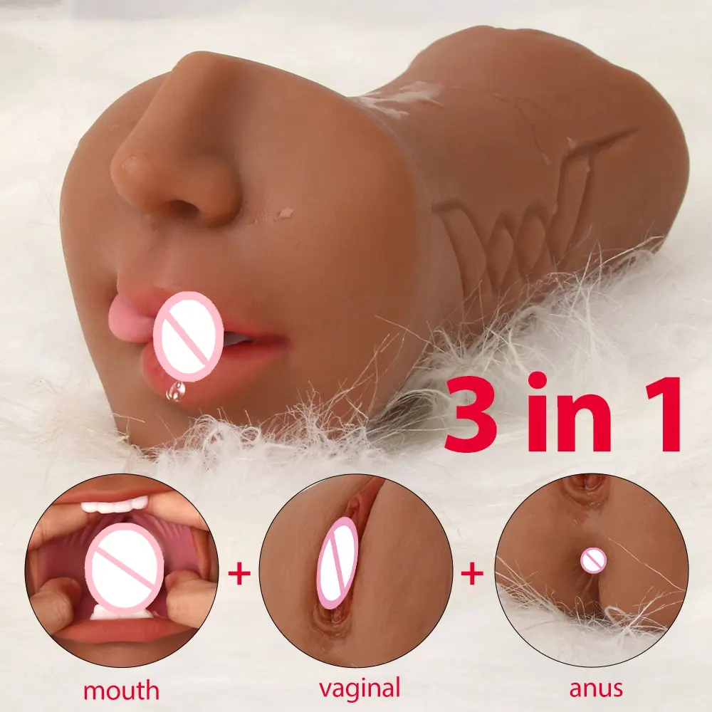 Masturbador Masculino 3 en 1 Coño de Bolsillo Vagina Artificial Vagina Texturizada en 3D Vagina y Boca Vagina Juguete Sexual Para Hombre Producto Sexual