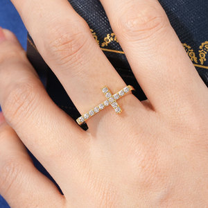 Trendy Religieuze 5a Zirkonia Verguld Messing Klassieke Hiphop Iced Out Christelijke Latin Kruisringen Voor Dames En Heren - Product Image 3