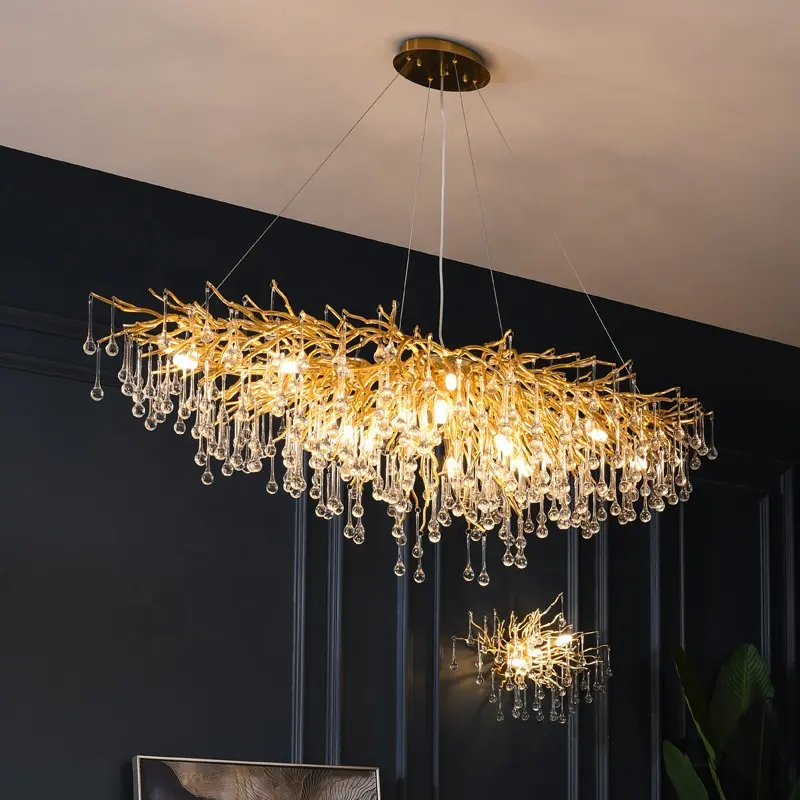 JYLIGHTING moderno di lusso albero ramo di luce soffitto lustre soggiorno sala da pranzo design art oro ramo lampadario di cristallo