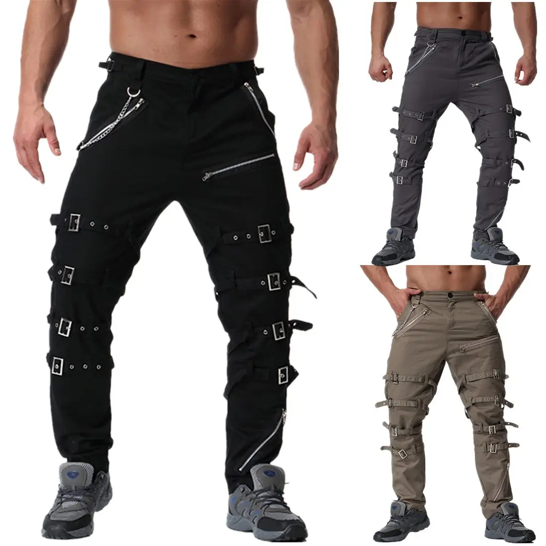 2021 nuovo Punk degli uomini di Modo Pantaloni Staccabili Steampunk Gothic Black Scozia Gonnellino Pantaloni Uomo Casual Pantaloni di Cotone con Gonnellino