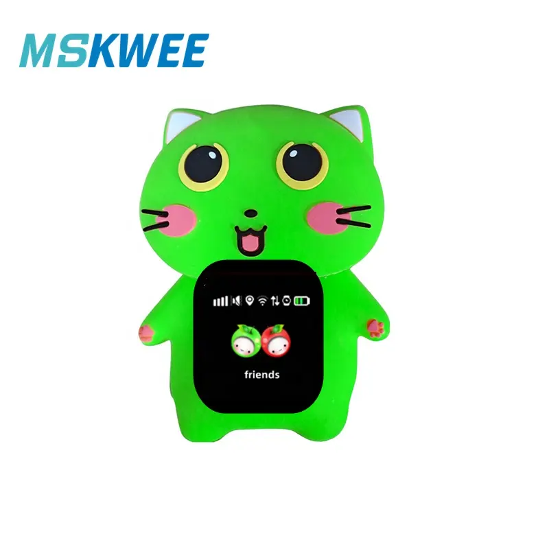 Mskwee Cat Children's Smart Watch Case Cartoon Cute Animals Silicone Smartphone Watch Protector Cover for Kid Watch Shell Custom