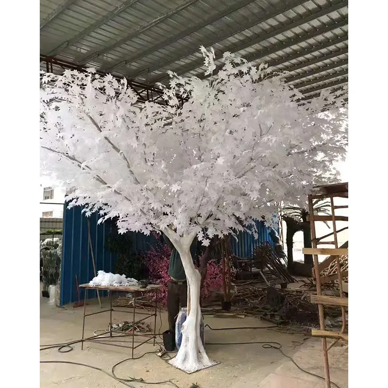 Tronco de fibra de vidro artificial grande japonês, decoração de interiores, preço barato, 300 cm de altura, cor branca, planta de árvore de bordo
