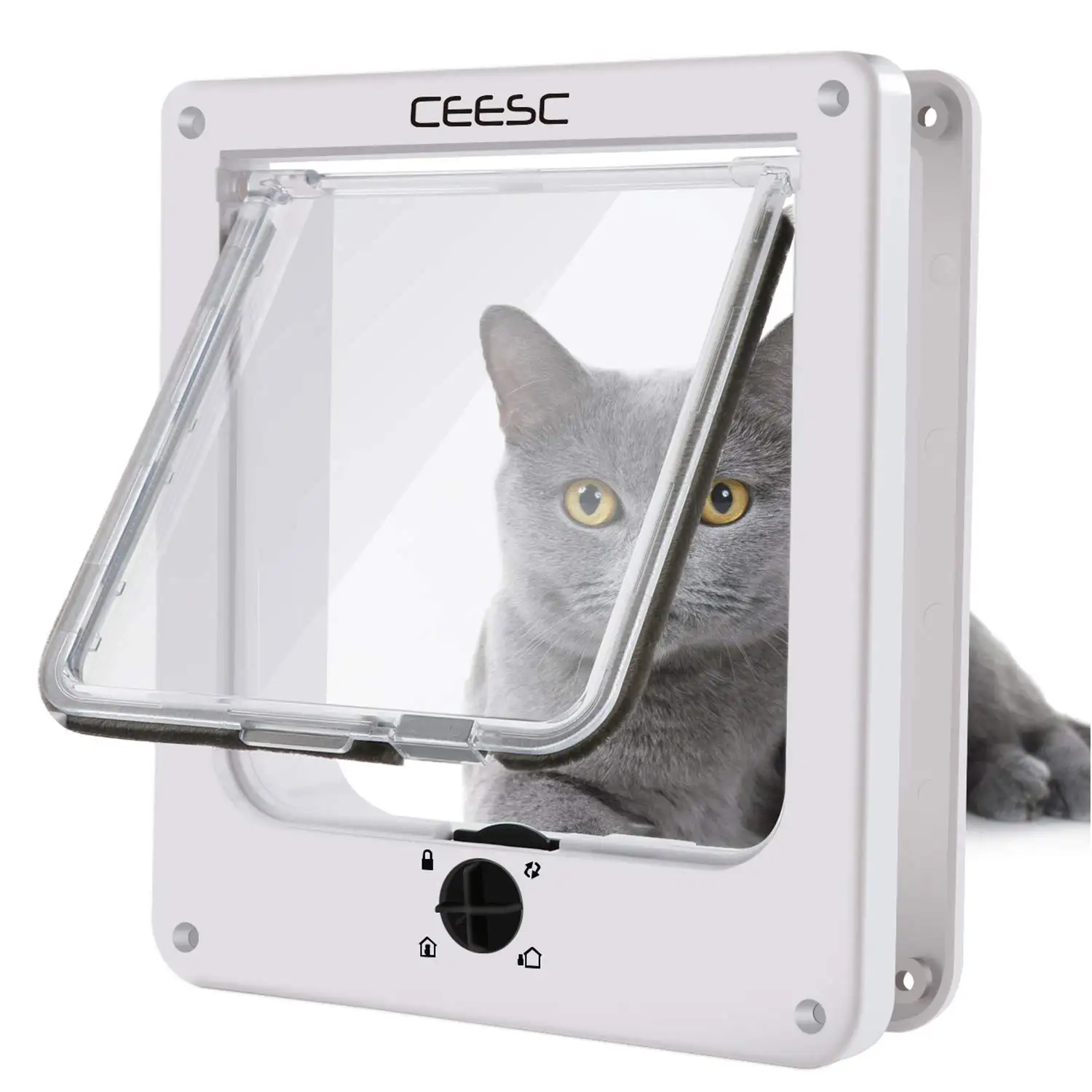 Pet Flap 4-Way Locking Magnetic Home Dog Cat Door Tough ABS Pet Cat Door for Dog and Cat