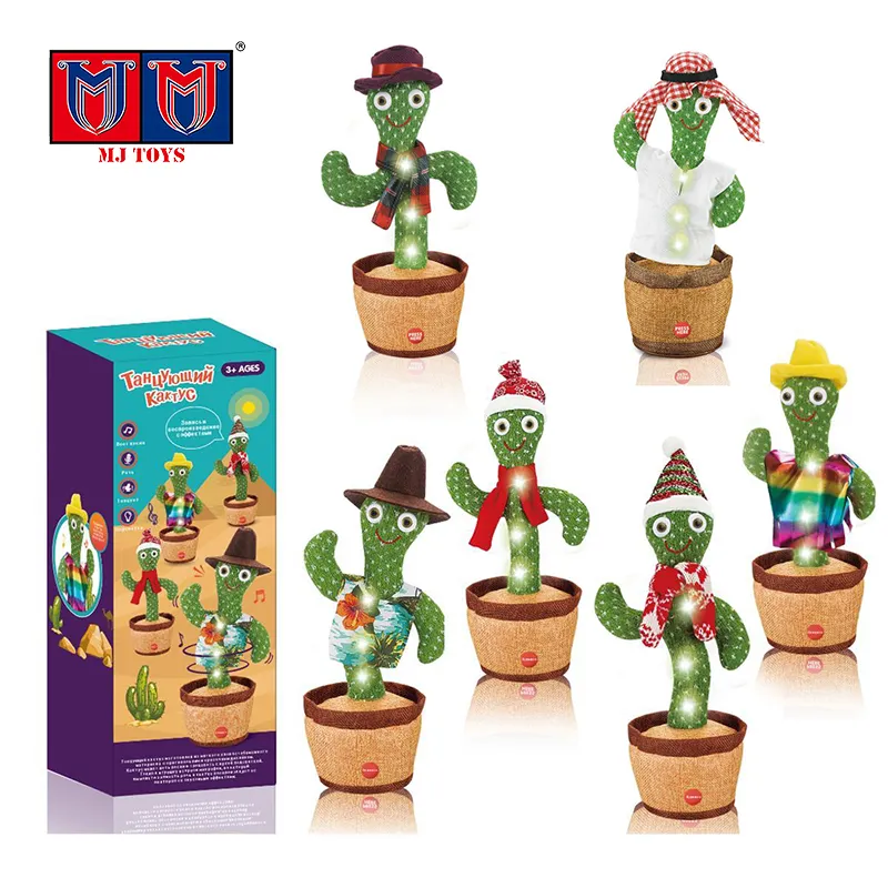 Oem Odm Animal juguetes de peluche electrónicos Ic música voz árabe luz colorida torsión baile eléctrico cactus para niños