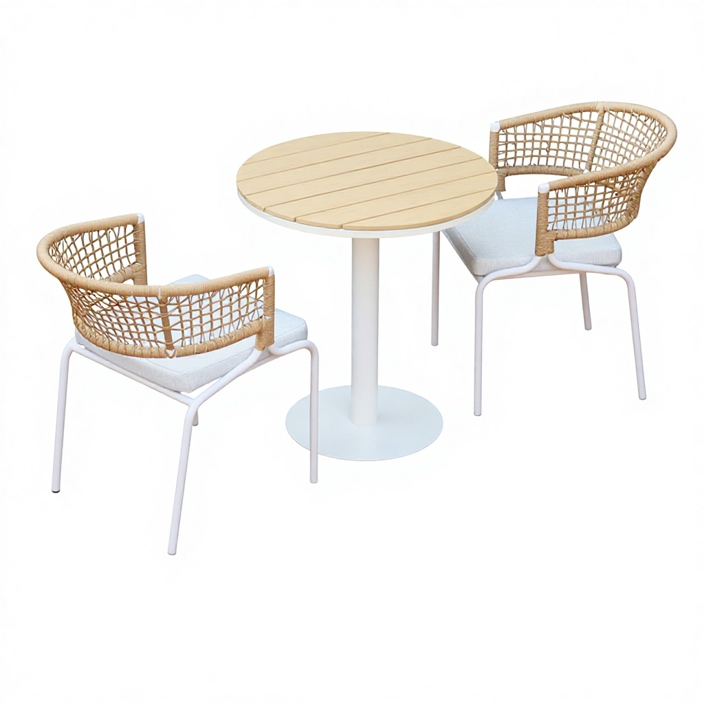 2 sillas diámetro 70 alto 75cm mesa redonda de madera tecnológica